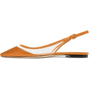 imageFSJ Women Trendy Pointed Toe Ballet Flats Sandals Slip on Comfort Slingback Pumps Walking Shoes 415 M USOrange
