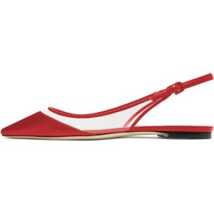 imageFSJ Women Trendy Pointed Toe Ballet Flats Sandals Slip on Comfort Slingback Pumps Walking Shoes 415 M USRed