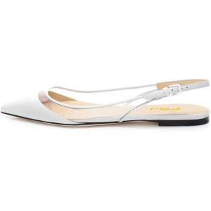 imageFSJ Women Trendy Pointed Toe Ballet Flats Sandals Slip on Comfort Slingback Pumps Walking Shoes 415 M USWhite