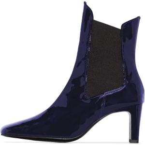 imageFSJ Women Western Square Toe Ankle Boots Chic Thick Mid High Heels Booties Evening Party Shoes with Elastic Size 415 USPurple