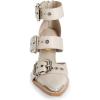 imageFSJ Women Pointed Toe Metal Buckle Hollow Out Leather Strappy Medium Thick Wedge Stacked Heel Sandal Zipper Fashion Pumps Shoes Size 416 USBeige