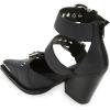 imageFSJ Women Pointed Toe Metal Buckle Hollow Out Leather Strappy Medium Thick Wedge Stacked Heel Sandal Zipper Fashion Pumps Shoes Size 416 USBlack