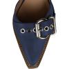 imageFSJ Women Pointed Toe Metal Buckle Hollow Out Leather Strappy Medium Thick Wedge Stacked Heel Sandal Zipper Fashion Pumps Shoes Size 416 USBlue