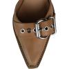 imageFSJ Women Pointed Toe Metal Buckle Hollow Out Leather Strappy Medium Thick Wedge Stacked Heel Sandal Zipper Fashion Pumps Shoes Size 416 USBrown