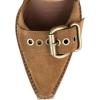 imageFSJ Women Pointed Toe Metal Buckle Hollow Out Leather Strappy Medium Thick Wedge Stacked Heel Sandal Zipper Fashion Pumps Shoes Size 416 USCamel
