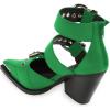 imageFSJ Women Pointed Toe Metal Buckle Hollow Out Leather Strappy Medium Thick Wedge Stacked Heel Sandal Zipper Fashion Pumps Shoes Size 416 USGreen
