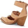 imageFSJ Women Pointed Toe Metal Buckle Hollow Out Leather Strappy Medium Thick Wedge Stacked Heel Sandal Zipper Fashion Pumps Shoes Size 416 USLight Brown
