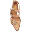 imageFSJ Women Pointed Toe Metal Buckle Hollow Out Leather Strappy Medium Thick Wedge Stacked Heel Sandal Zipper Fashion Pumps Shoes Size 416 USLight Brown
