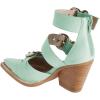 imageFSJ Women Pointed Toe Metal Buckle Hollow Out Leather Strappy Medium Thick Wedge Stacked Heel Sandal Zipper Fashion Pumps Shoes Size 416 USLight Green