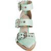 imageFSJ Women Pointed Toe Metal Buckle Hollow Out Leather Strappy Medium Thick Wedge Stacked Heel Sandal Zipper Fashion Pumps Shoes Size 416 USLight Green