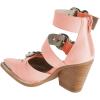 imageFSJ Women Pointed Toe Metal Buckle Hollow Out Leather Strappy Medium Thick Wedge Stacked Heel Sandal Zipper Fashion Pumps Shoes Size 416 USLight Pink