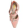 imageFSJ Women Pointed Toe Metal Buckle Hollow Out Leather Strappy Medium Thick Wedge Stacked Heel Sandal Zipper Fashion Pumps Shoes Size 416 USLight Pink
