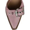 imageFSJ Women Pointed Toe Metal Buckle Hollow Out Leather Strappy Medium Thick Wedge Stacked Heel Sandal Zipper Fashion Pumps Shoes Size 416 USLight Purple