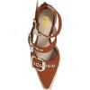 imageFSJ Women Pointed Toe Metal Buckle Hollow Out Leather Strappy Medium Thick Wedge Stacked Heel Sandal Zipper Fashion Pumps Shoes Size 416 USOrangebrown