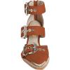 imageFSJ Women Pointed Toe Metal Buckle Hollow Out Leather Strappy Medium Thick Wedge Stacked Heel Sandal Zipper Fashion Pumps Shoes Size 416 USOrangebrown