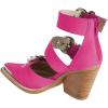 imageFSJ Women Pointed Toe Metal Buckle Hollow Out Leather Strappy Medium Thick Wedge Stacked Heel Sandal Zipper Fashion Pumps Shoes Size 416 USPink