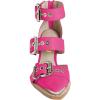 imageFSJ Women Pointed Toe Metal Buckle Hollow Out Leather Strappy Medium Thick Wedge Stacked Heel Sandal Zipper Fashion Pumps Shoes Size 416 USPink