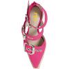 imageFSJ Women Pointed Toe Metal Buckle Hollow Out Leather Strappy Medium Thick Wedge Stacked Heel Sandal Zipper Fashion Pumps Shoes Size 416 USPink