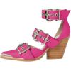 imageFSJ Women Pointed Toe Metal Buckle Hollow Out Leather Strappy Medium Thick Wedge Stacked Heel Sandal Zipper Fashion Pumps Shoes Size 416 USPink