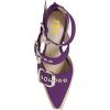 imageFSJ Women Pointed Toe Metal Buckle Hollow Out Leather Strappy Medium Thick Wedge Stacked Heel Sandal Zipper Fashion Pumps Shoes Size 416 USPurple