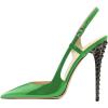 imageFSJ Women Sexy Pointed Toe DOrsay High Heel Slingback Pumps Sandals Cutout Strappy Stiletto Slip On Formal Casual Shoes Size 415 USGreenspike