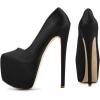 imageFSJ Women Sexy Round Toe Platform Pumps Stiletto High Heel Slip On Fashion Party Prom Dress Office Formal Shoes Size 415 USBlack