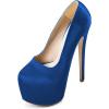 imageFSJ Women Sexy Round Toe Platform Pumps Stiletto High Heel Slip On Fashion Party Prom Dress Office Formal Shoes Size 415 USBlue
