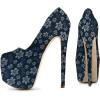 imageFSJ Women Sexy Round Toe Platform Pumps Stiletto High Heel Slip On Fashion Party Prom Dress Office Formal Shoes Size 415 USBlue Flower