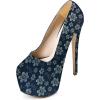 imageFSJ Women Sexy Round Toe Platform Pumps Stiletto High Heel Slip On Fashion Party Prom Dress Office Formal Shoes Size 415 USBlue Flower