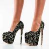 imageFSJ Women Sexy Round Toe Platform Pumps Stiletto High Heel Slip On Fashion Party Prom Dress Office Formal Shoes Size 415 USGlitter Printing