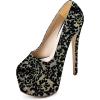 imageFSJ Women Sexy Round Toe Platform Pumps Stiletto High Heel Slip On Fashion Party Prom Dress Office Formal Shoes Size 415 USGlitter Printing