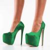 imageFSJ Women Sexy Round Toe Platform Pumps Stiletto High Heel Slip On Fashion Party Prom Dress Office Formal Shoes Size 415 USGreen