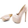 imageFSJ Women Sexy Round Toe Platform Pumps Stiletto High Heel Slip On Fashion Party Prom Dress Office Formal Shoes Size 415 USNude