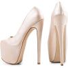 imageFSJ Women Sexy Round Toe Platform Pumps Stiletto High Heel Slip On Fashion Party Prom Dress Office Formal Shoes Size 415 USNude