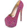 imageFSJ Women Sexy Round Toe Platform Pumps Stiletto High Heel Slip On Fashion Party Prom Dress Office Formal Shoes Size 415 USPink Geometry