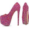 imageFSJ Women Sexy Round Toe Platform Pumps Stiletto High Heel Slip On Fashion Party Prom Dress Office Formal Shoes Size 415 USPink Geometry
