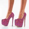 imageFSJ Women Sexy Round Toe Platform Pumps Stiletto High Heel Slip On Fashion Party Prom Dress Office Formal Shoes Size 415 USPink Geometry