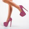 imageFSJ Women Sexy Round Toe Platform Pumps Stiletto High Heel Slip On Fashion Party Prom Dress Office Formal Shoes Size 415 USPink Geometry