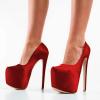 imageFSJ Women Sexy Round Toe Platform Pumps Stiletto High Heel Slip On Fashion Party Prom Dress Office Formal Shoes Size 415 USRed