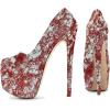 imageFSJ Women Sexy Round Toe Platform Pumps Stiletto High Heel Slip On Fashion Party Prom Dress Office Formal Shoes Size 415 USRed Lines