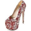 imageFSJ Women Sexy Round Toe Platform Pumps Stiletto High Heel Slip On Fashion Party Prom Dress Office Formal Shoes Size 415 USRed Lines