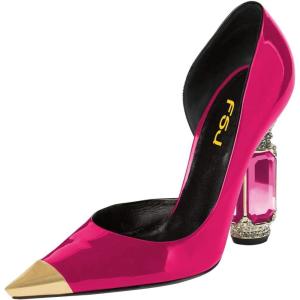 imageFSJ Women DOrsay Graceful Pumps Gilded Pointed Toe Crystal Chunky Block High Heels Slip On Wedding Dress Shoes Size 416 USPink