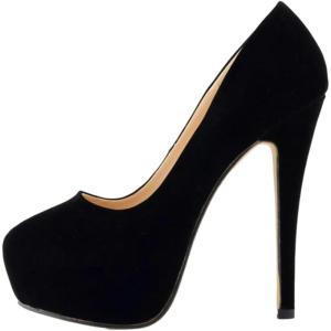 imageFSJ Women Sexy Round Toe Platform Pumps Stiletto High Heel Slip On Fashion Party Prom Dress Office Formal Shoes Size 415 USBlack Suede