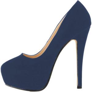 imageFSJ Women Sexy Round Toe Platform Pumps Stiletto High Heel Slip On Fashion Party Prom Dress Office Formal Shoes Size 415 USBlue Suede