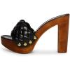 imageFSJ Shoes Women Braided Open Toe Chunky High Heel Sandal Woven Slip On Mule Comfortable Platform Casual Backless Dress Slide Slippers Size 415 USBlack