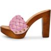 imageFSJ Shoes Women Braided Open Toe Chunky High Heel Sandal Woven Slip On Mule Comfortable Platform Casual Backless Dress Slide Slippers Size 415 USPink