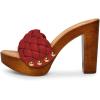 imageFSJ Shoes Women Braided Open Toe Chunky High Heel Sandal Woven Slip On Mule Comfortable Platform Casual Backless Dress Slide Slippers Size 415 USRed