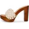 imageFSJ Shoes Women Braided Open Toe Chunky High Heel Sandal Woven Slip On Mule Comfortable Platform Casual Backless Dress Slide Slippers Size 415 USWhite
