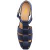 imageFSJ Women Closed Toe Low Chunky Heel Fisherman Sandals Hollow Cage Roman Gladiator Sandals Comfortable Ankle Strap Summer Daily Shoes Size 416 USNavy