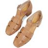 imageFSJ Women Closed Toe Low Chunky Heel Fisherman Sandals Hollow Cage Roman Gladiator Sandals Comfortable Ankle Strap Summer Daily Shoes Size 416 USNude